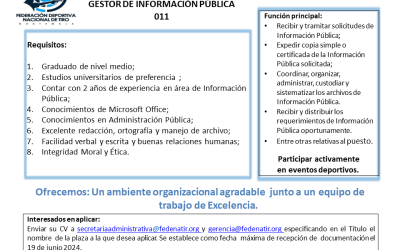 Oportunidad de empleo gestor de información pública
