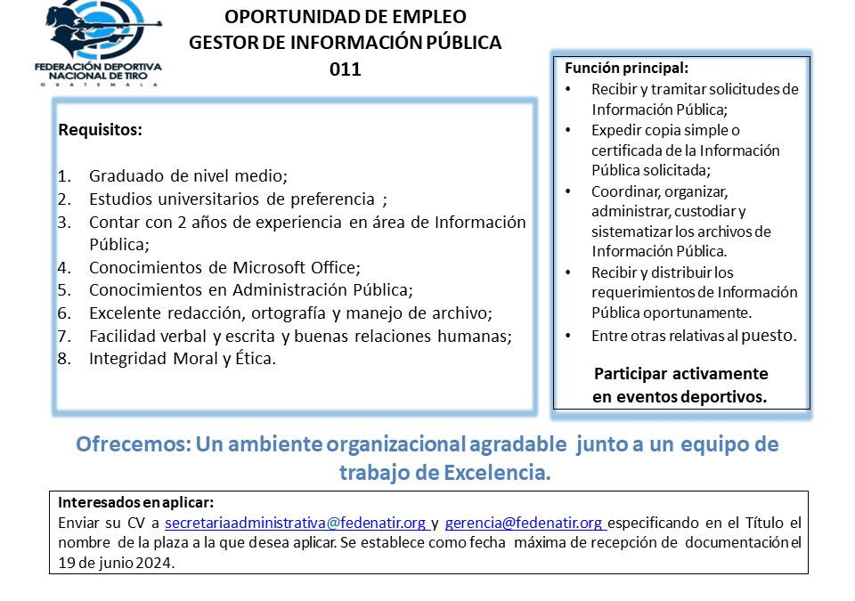 Oportunidad de empleo gestor de información pública