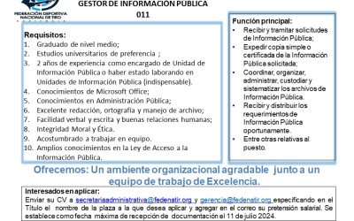 OPORTUNIDAD DE EMPLEO GESTOR DE INFORMACIÓN PÚBLICA 011