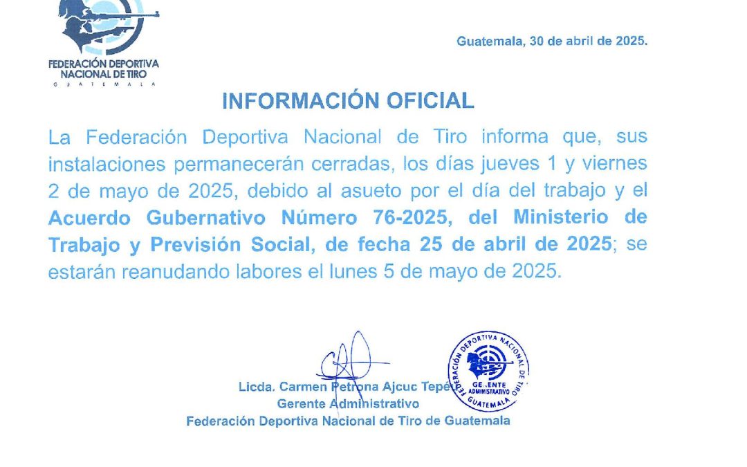 ASUETO 1 Y 2 DE MAYO POR EL DÍA DEL TRABAJO