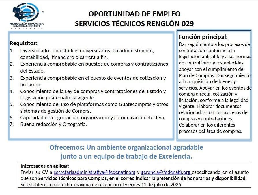Servicios técnicos para compras