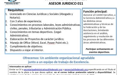 Oportunidad de Empleo – Asesor Jurídico 011